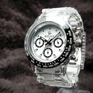 【1円UP】B リラックス 王冠ロゴ D7 腕時計 クロノ 爆発的な人気のあるモデルの一つ御時計 白文字盤 所ジョージ