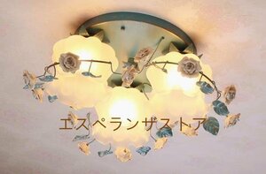 [エスペランザストア]可愛いアンティーク調・薔薇シャンデリア 天井照明 ペンダントライト3灯　ブルー