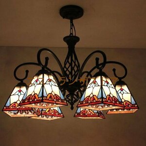 [es propeller n The store ] America manner stained glass pendant light gorgeous ceiling lighting stained glass lamp glasswork goods 6 light 