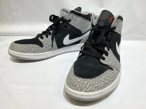 極美品 NIKE AIR JORDAN1 MID SE ELEPHANT TOE ミドル スニーカー US9 JP27cm DM1200-016 メンズ グレー×ブラック 質屋の質セブン