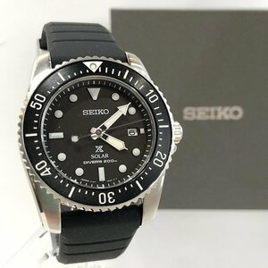 新品 SEIKO セイコー プロスペックス ダイバーズ ソーラー腕時計 SBDN075 黒文字盤 ラバーベルト デイト メンズ 質セブン