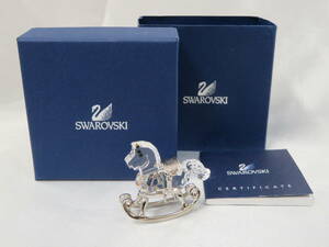 2【インテリア】　スワロフスキー SWAROVSKI　ロッキングホース　馬　木馬　クリスタルガラス　オブジェ　置物　装飾品