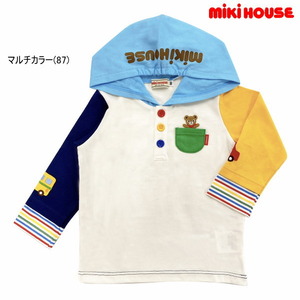 日本製★新品タグ★ミキハウス★MIKIHOUSE★プッチー フード付き 長袖Ｔシャツ ポケットに可愛いプッチーのアップリケやお袖の車アップリケ