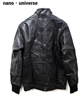 S【nano・universe GOAT SKIN LEATHER JACKET NUC23LO250GL BLACK ナノユニバース ゴートレザージャケット ブラック】_画像3