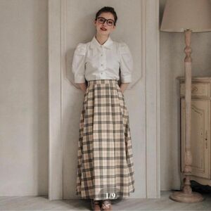 Treat urself British corduroy check skirt トリートユアセルフ ロングスカート 