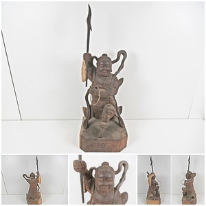 ◆[A148]木製　三太子（なたさんたいし）　太子　護法神　高さ/約57cm　極上彫　木彫仏像　仏像　古様木造　仏教美術　古美術品