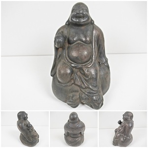 ◆[A121]鉄製　布袋尊（福徳の神）　置物　高さ/約17cm　重量/1.6Kg　七福神　縁起物　商売盛　仏教美術　骨董品　古美術