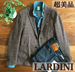 【超美品/秋冬】LARDINIラルディーニブラウンチェックジャケット50