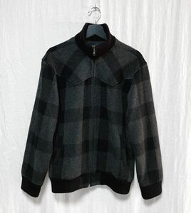 良品 90s WOOL RICH ウールリッチ ウエスタンヨーク チェック柄 ウール ジャケット M グレー