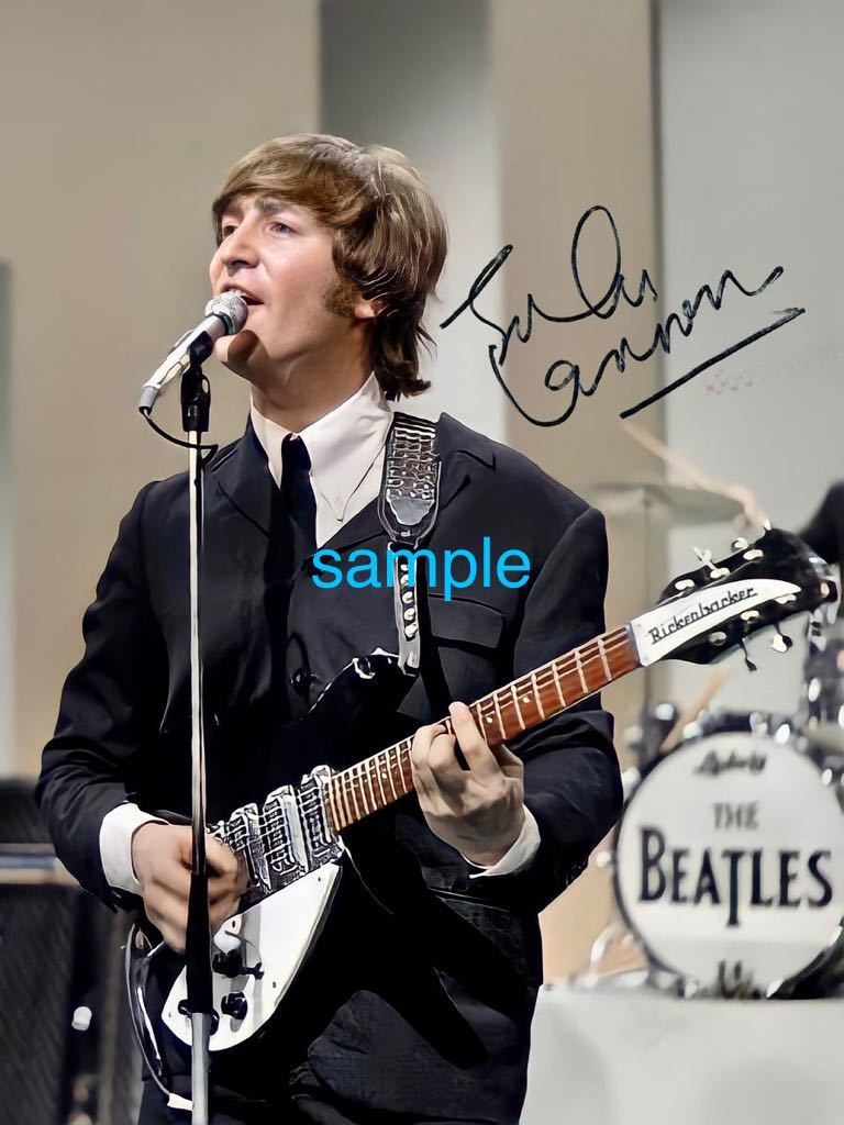 The Beatles ジョンレノン 1965 高画質 サイン フォト 写真 ビートルズ