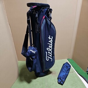 送料無料 未使用品 タイトリスト 軽量 コンパクト スタンド式 キャディバッグ ネイビー TITLEIST 