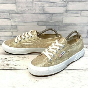 R4970bE SUPERGA スペルガ ラメスニーカー サイズ36 (23cm位) ゴールド レディース メタリック素材 S001820 ローカット キャンバス