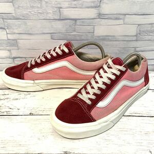 R4877bh【vans バンズ】ヴァンズ 24.5cm スニーカー レディース 靴 スケボー ピンク and バーガンディ スタイル 36 ホワイト ローカット