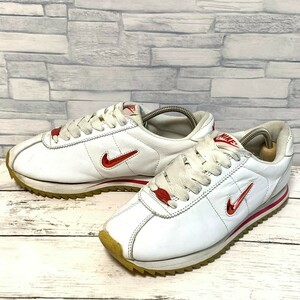 R5033bE NIKE ナイキ スニーカー ホワイト×レッド メンズ サイズ25cm LEATHER CORTEZ レザーコルテッツ JEWEL ジュエル 白×赤 シューズ