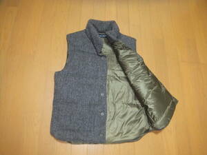 未使用◎JOURNAL STANDARD ジャーナルスタンダード ダウンベスト L ツイードヘリンボーン 立ち襟 DOWN VEST メンズ MENS