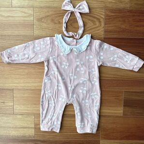 ベビー服90 さくらんぼ柄ロンパース シトロン citron