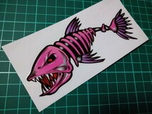 釣り　フィッシング　装飾　BOX アウトドア　魚　ドクロ　ピンク　ステッカー　転写シール　防水_画像3
