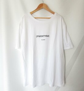 美品 FUCKTYGA by asler ファックタイガ プリント クルーネック 半袖 Tシャツ カットソー L オフホワイト 111