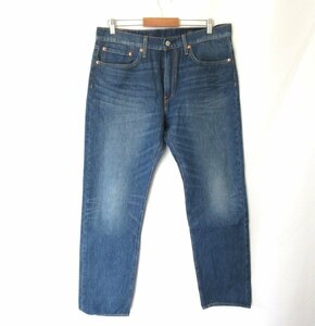 美品 Levi's Premium リーバイスプレミアム 502 レザーパッチ ストレッチ テーパード デニムパンツ ジーンズ W34 L32 インディゴブルー 111