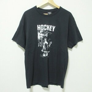 美品 HOCKEY ホッケー ホッキー BASEBALL TEE プリント 半袖 Tシャツ カットソー XL ブラック 111