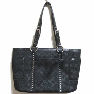 新品同様 COACH コーチ シグネチャー スタッズ ルーレックス トートバッグ ショルダーバッグ H0867-F12853 ブラック