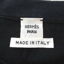 美品 HERMES エルメス カシミヤ×シルク セリエ金具 七分袖 クルーネック ニット カットソー セーター 34サイズ ダークネイビー_画像8