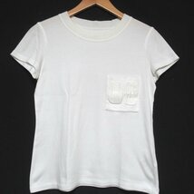 美品 19SS HERMES エルメス 刺繍ポケット クルーネック 半袖 Tシャツ カットソー 34サイズ ホワイト_画像1