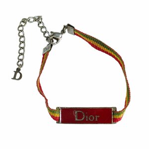 良品 Christian Dior クリスチャンディオール ロゴプレート ラスタカラー バングル ブレスレット マルチカラー J1003