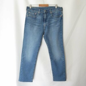 美品 Levi's Premium リーバイスプレミアム 502 レザーパッチ ストレッチ ストレート デニムパンツ ジーンズ W34 L32 インディゴブルー 111