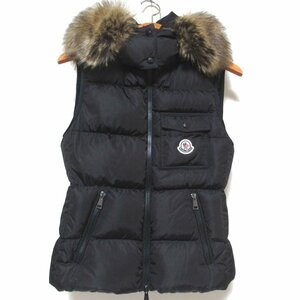 美品 MONCLER モンクレール 2021年モデル BAIRON バイロン ジップアップ フーディー ナイロン ダウンベスト 00サイズ ブラック