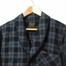 美品 NEIGHBORHOOD ネイバーフッド DRESSING CW-COAT チェック柄 エルボーパッチ ショールカラー シングルコート サイズS ネイビー×グレー_画像4