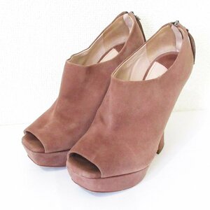  beautiful goods miumiu MiuMiu suede open tu bootie - short boots size 36 1/2 approximately 23.5cm pink beige 