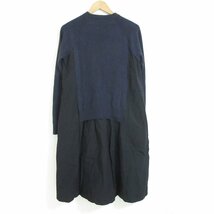 美品 20AW KristenseN DU NORD クリステンセンドゥノルド カシミヤ100％ ひざ下丈 ニットドッキングワンピース 1 ネイビー×ブラック_画像2