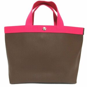  as good as new Herve Chapelier Herve Chapelier 704GP boat shape tote bag Mko-tedo canvas square tote bag B5 size TAUPE×FUCHSIA