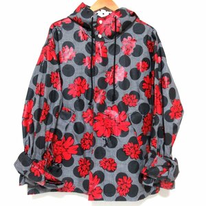 美品 23SS tao タオ COMME des GARCONS コムデギャルソン ポルカドットフラワー柄 フーデッド コーチジャケット Sサイズ マルチカラー