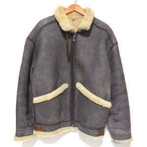 良品 80S EMPORIO ARMANI エンポリオアルマーニ ヴィンテージ ジップアップ ムートン フライトジャケット ブルゾン グレー系