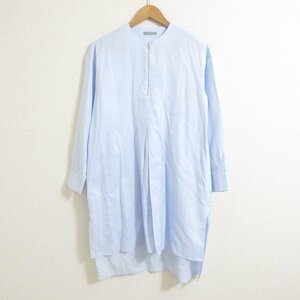 美品 20SS Theory luxe セオリーリュクス OX SHIRTING SELMA ハーフジップ ビッグシルエット ブラウス シャツ 38 ライトブルー