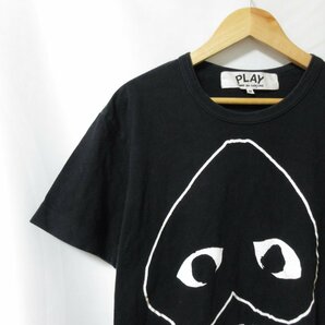 良品 PLAY COMME des GARCONS プレイコムデギャルソン 逆さハートプリント クルーネック 半袖 Tシャツ カットソー M ブラック 113の画像2