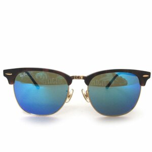 美品 Ray-ban レイバン 度なし クラブマスター ウェリントン ハーフリム ミラーサングラス RB3016F 1145/17 55□19-145サイズ マットハバナ