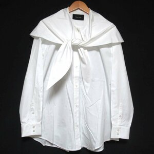 クリーニング済 美品 22SS Simone Rocha シモーネロシャ スカーフデザイン 長袖 ブラウス シャツ UK6サイズ ホワイト