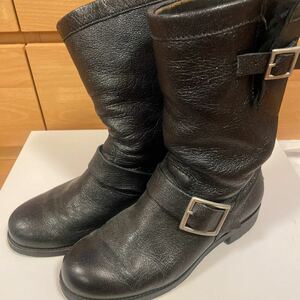 JIMMY CHOO ジミーチュウ　エンジニアブーツ　 レザー　ラメ加工　ブラック　351/2 (22.5cm相当）