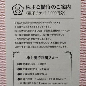 串カツ田中　株主優待　電子チケット　2000円分　有効期限　2024年2月末