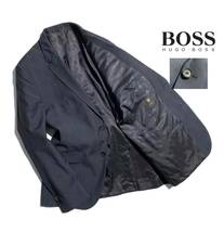 最高級【52】HUGO BOSS ヒューゴボス 2B テーラードジャケット 52 (XL相当) ウール メンズ ネイビー 美シルエット_画像1