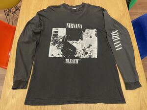 90’s 激レア Nirvana Bleach ロングスリーブ ロンT ニルバーナ ブリーチ tシャツ ビンテージ 袖プリ ユーロ グランジ berberjin