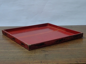 #11# old . serving tray # lacquer ware #. on .: external dimensions 2cm7mm# old ..# era repair have # practical goods # the first load #