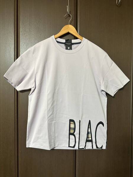 店舗限定【LL】新品 ブラックレーベル クレストブリッジ チェック コンビロゴヘムプリント 半袖 Tシャツ パープル BLACKLABEL CRESTBRIDGE