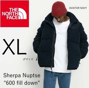 ◆モデル出品◆新品 XLサイズ ノースフェイス シェルパ ヌプシ ボア グースダウンジャケット LL 紺色 The North Face SHERPA NUPTSE JKT /