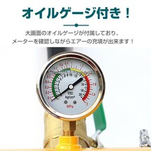 送料無料 タイヤ 空気入れ ビードブースター 自動車用 エアー 充填 タンク オイルゲージ 引っ張りタイヤ 20L タイヤ交換 ツール 工具 ee264_画像4