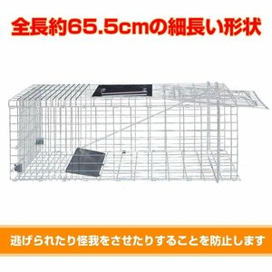 送料無料 捕獲器 踏み板式 Mサイズ 折りたたみ 全長65.5cm アニマル トラップ 動物 害獣 駆除 罠 ガード付き 軽量 庭 畑 農業 pt060-m