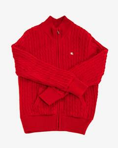 93　BURBERRY GOLF　バーバリー　ニットジャケット　レッド　羽織り　ノバチェック柄　セーター　ファッション